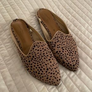 Target leopard/Cheetah pointed toe mules